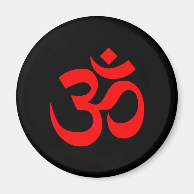 Aimant Symbole Om noir et rouge (Devant)
