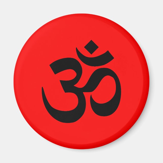 Aimant Symbole Om rouge et noir (Devant)
