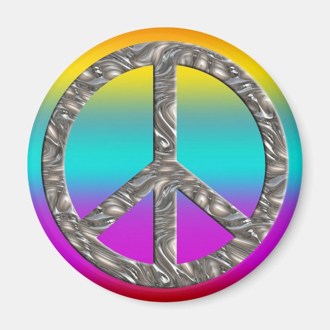 Aimant Symbole PEACE - ARGENT (Devant)