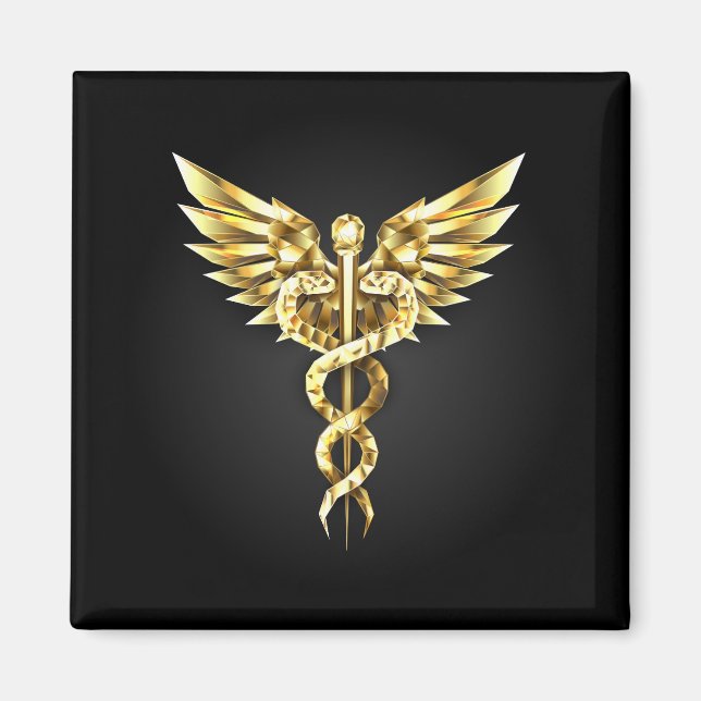 Aimant Symbole Polygonal Or Caduceus (Devant)