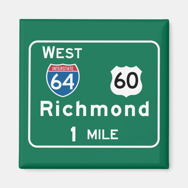 Aimant SYMBOLE ROUTIER DE Richmond, VA (Devant)