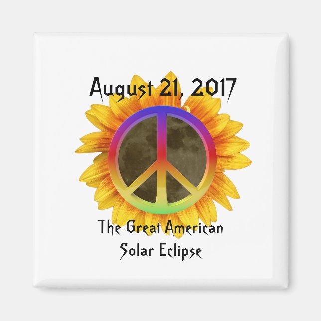 Aimant Symbole solaire Eclipse, tournesol et paix 2017 (Devant)