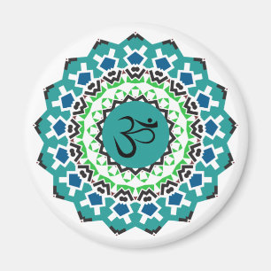 Aimant Symbole spirituel Mandala Yoga Om Symbole Turquois