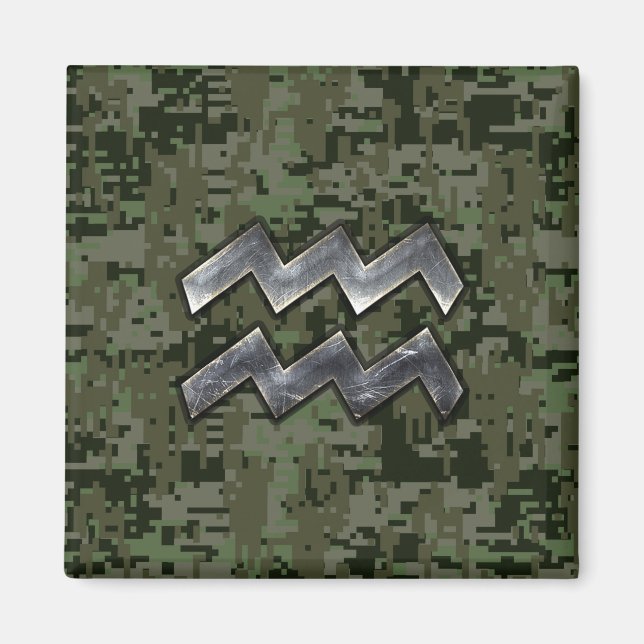 Aimant SYMBOLE Zodiaque Aquarius Camouflage numérique ver (Devant)