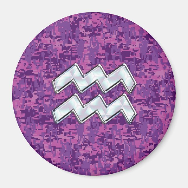 Aimant Symbole Zodiaque Aquarius sur camo numérique fuchs (Devant)