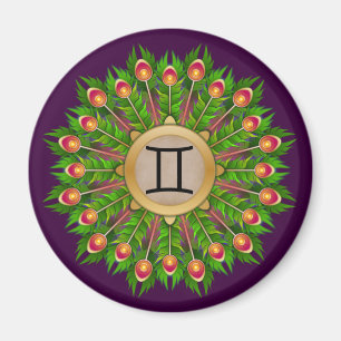 Aimant Symbole Zodiaque de plumes de paon Gemini