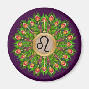 Aimant Symbole Zodiaque de plumes de paon Leo