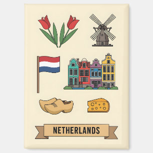 Aimant Symboles culturels iconiques des Pays-Bas pour voy