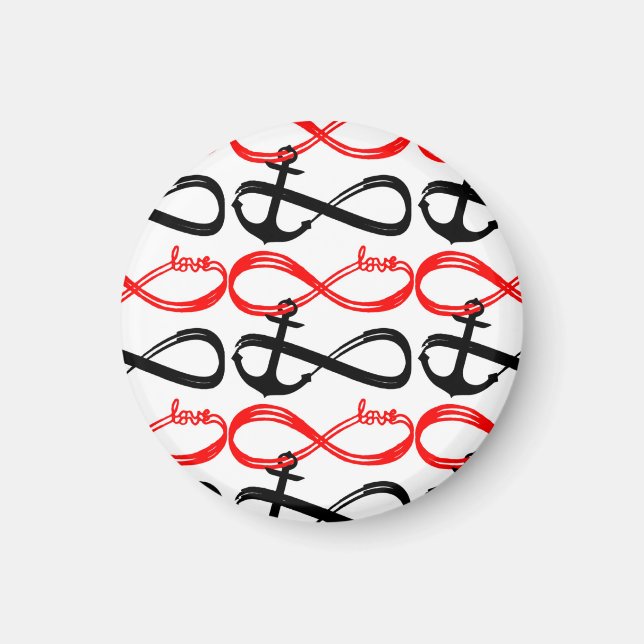 Aimant Symboles d'amour mignon et d'Ancre infini (Devant)