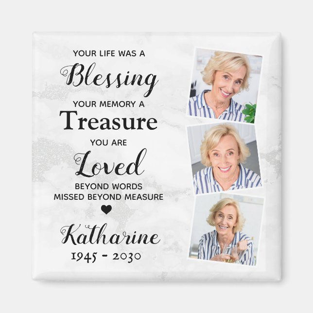 Aimant Sympathie en mémoire amoureuse personnalisée 3 pho (Devant)