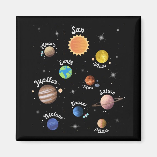 Aimant Système Solaire Planètes Enfants Connaissances Esp (Devant)