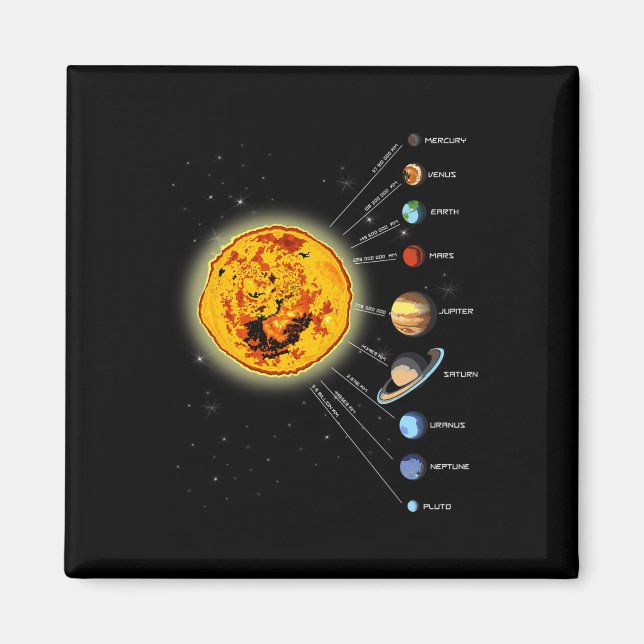 Aimant Système solaire T Soleil de chemise (Devant)