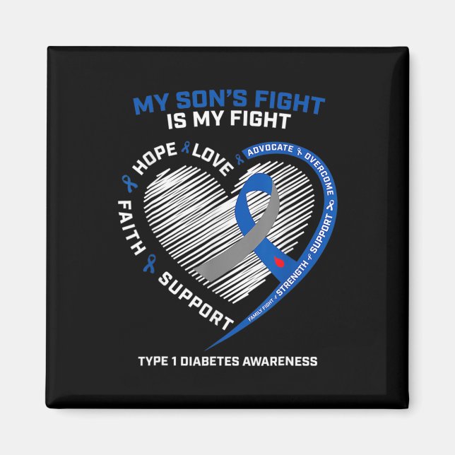 Aimant T1d Maman Le combat de mon fils est mon combat Typ (Devant)