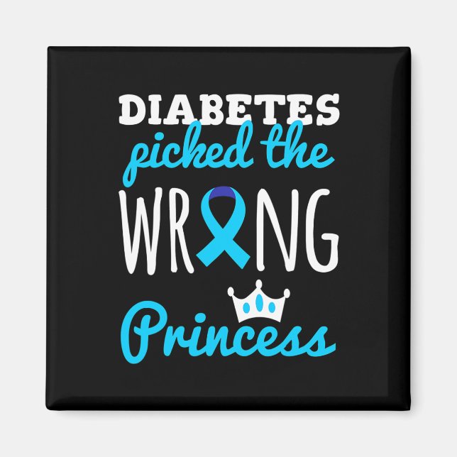 Aimant T1D Sensibilisation Princesse Filles Diabète Diabè (Devant)