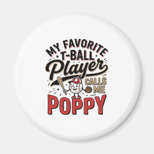 Aimant T-Ball Poppy Vintage Gravure Shirt Design_1