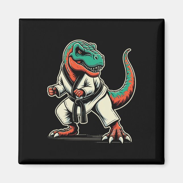 Aimant T-rex Dinosaur Karate Taekwondo Martial Arts (Devant)