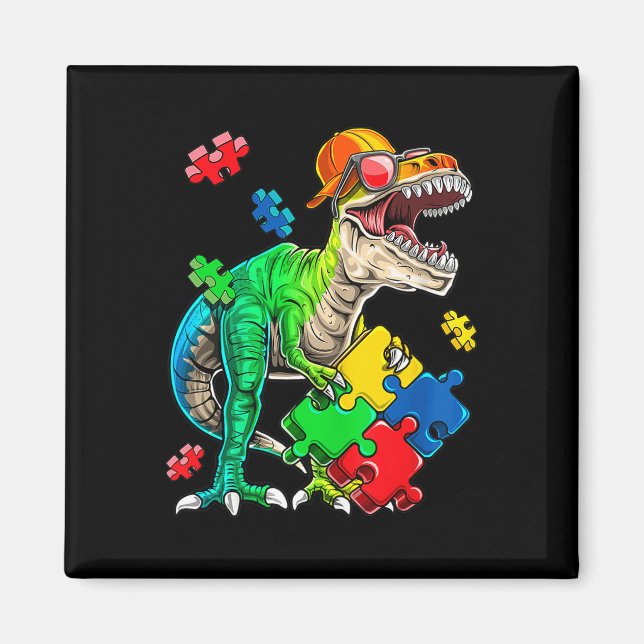 Aimant T Rex Dinosaur Sensibilisation sur l'autisme Puzzl (Devant)