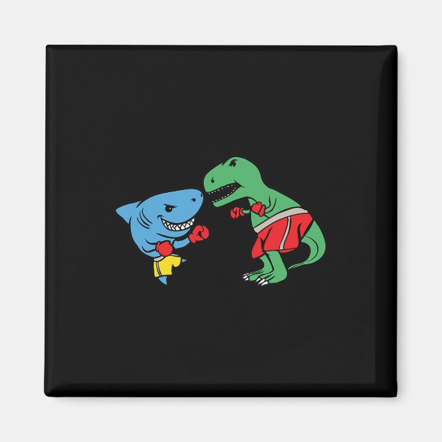 Aimant T-Rex Dinosaure Boxe Poing Requin Drôle Combat (Devant)