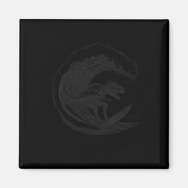 Aimant T-rex Dinosaure Surfant sur une Planche de Surf Su (Devant)