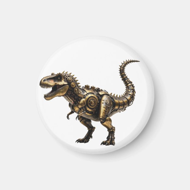 Aimant T-Rex Mech Steampunk – Bête Dino en laiton (Devant)
