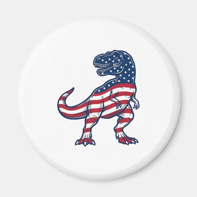 Aimant T-Rex patriotique Drapeau américain Design de dino (Devant)