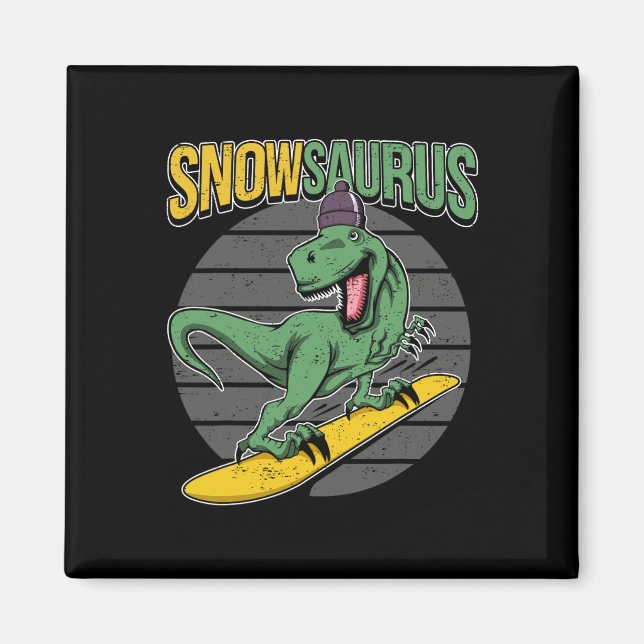 Aimant T-rex Snowboard Dinosaur Snowboard (Devant)