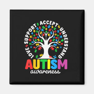 Aimant T-shirt Autisme Amour Accepter Soutenir Autiste Au