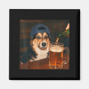 Aimant T-shirt Corgi buvant de la bière Drôle Fête des Pè