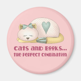 Aimant T-shirt Cute Cats and Books