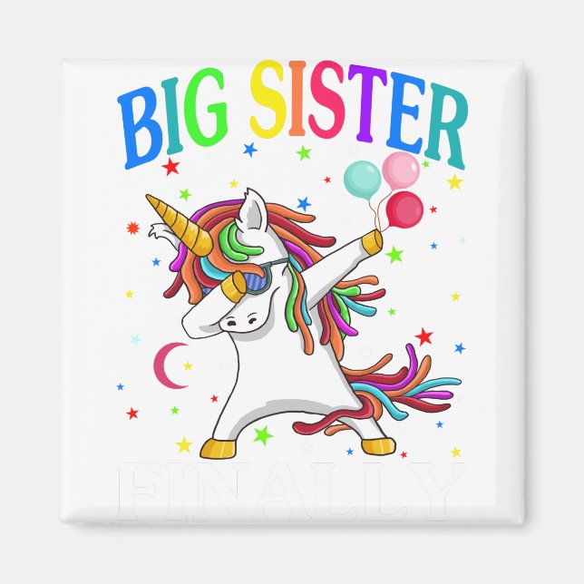 Aimant T-shirt de Big Sister Finally Unicorn (Devant)