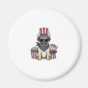 Aimant T-shirt de chien avec gravure vintage Pug patrioti