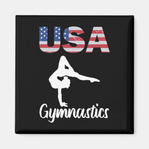 Aimant T-shirt de gymnastique Usa drapeau américain Gymna