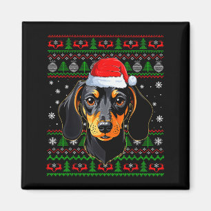 Aimant T-shirt de Noël pour adultes avec chien Dachshund