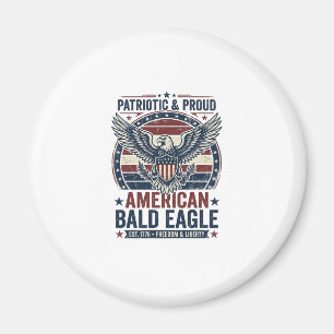 Aimant T-Shirt décontracté patriotique vintage aigle chau