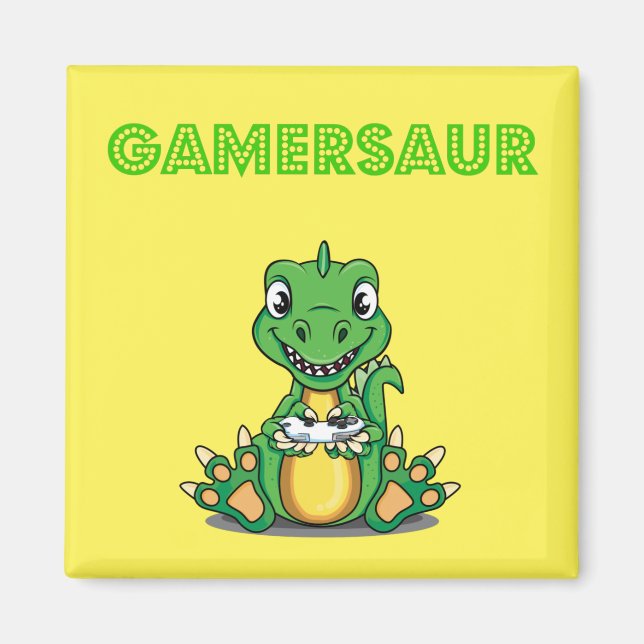 Aimant T-Shirt/Dinosaur Gamersaur Video Gamer (Devant)