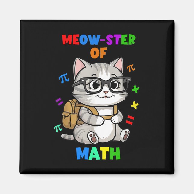 Aimant T-shirt drôle de chat de maths – Meow-ster des mat (Devant)