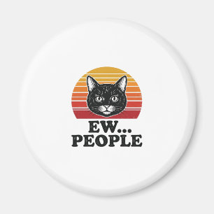 Aimant T-shirt drôle de chat noir ew personnes rétro couc