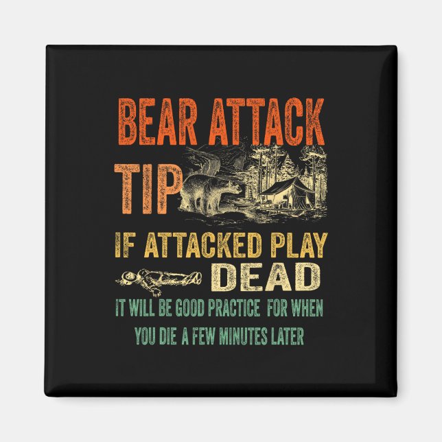 Aimant T-shirt drôle de conseil d'attaque d'ours pour le  (Devant)