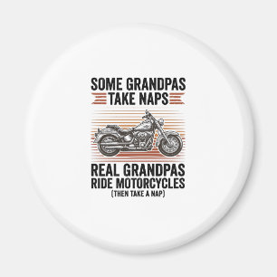 Aimant T-shirt drôle de grand-père moto gravure vintage