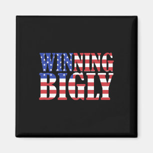 Aimant T-shirt drôle Trump gagnant Bigly drapeau américai