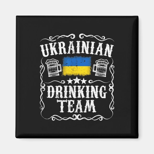 Aimant T Shirt Équipe de Boisson Ukrainienne Drapeau Ukra (Devant)