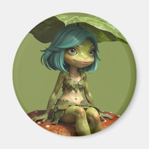 Aimant T-shirt fille grenouille mignonne assise sur un ch