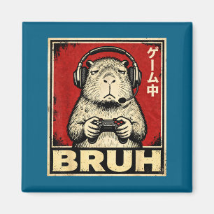 Aimant T-shirt graphique drôle Capybara Gamer Bruh pour h