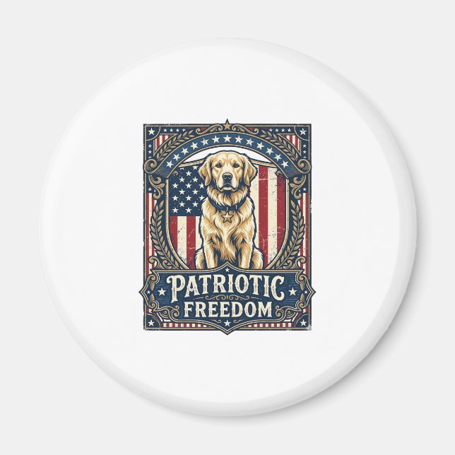Aimant T-shirt graphique vectoriel Retriever doré patriot (Devant)