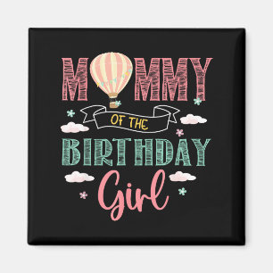 Aimant T-shirt Maman de la fille d'anniversaire montgolfi