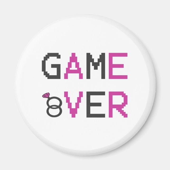 Aimant T-Shirt mariage anneau Game over (Devant)