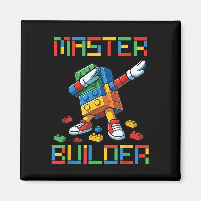 Aimant T-Shirt Master Builder Blocs de Dabbing Briques Co (Devant)