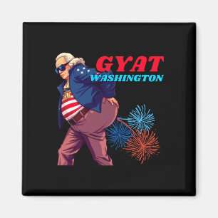 Aimant T-shirt mec gyat washington drôle 4 juillet argot 