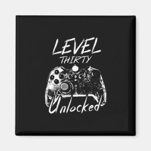 Aimant T-shirt Niveau 30 Débloqué Cadeau de 30 Ans Gamer