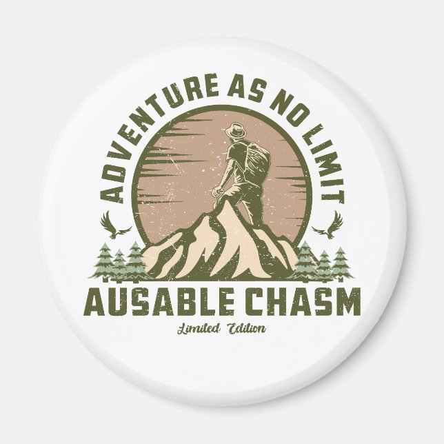 Aimant T-shirt Randonnée de Chasme Ausable Retro (Devant)